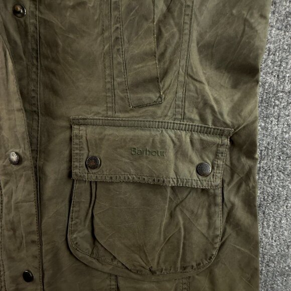 Barbour Beadnell Ladies Waxed Jacket Women Full Zip Green Size 10 USA Lined - Picture 7 of 16